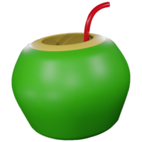 green color coconut illustration in 3d style. png