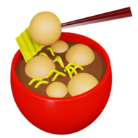 meatball noodles illustration in 3d style. png