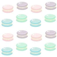 Seamless pattern with colorful macaroon cookies on white. vector