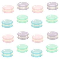 Seamless pattern with colorful macaroon cookies on white. vector