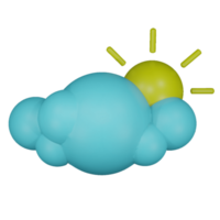 soleado nublado clima ilustración en 3d estilo. png