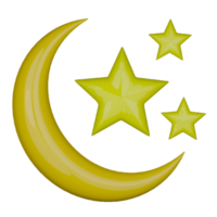 moon and stars illustration in 3d style png