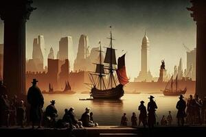Caravaggio imaginary representation new york city if painted by artist illustration photo