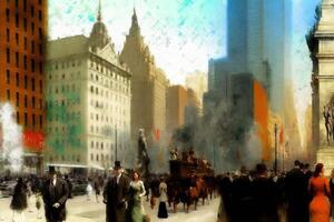 Edgar Degas style imaginary representation new york city if painted by artist illustration photo