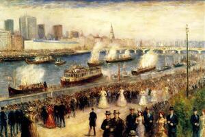 Pierre Auguste Renoir style imaginary representation new york city if painted by artist illustration photo