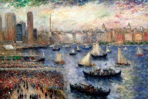 Pierre Auguste Renoir style imaginary representation new york city if painted by artist illustration photo