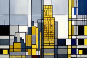 Piet Mondrian style imaginary representation new york city if painted by artist illustration photo