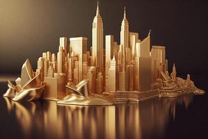 new york city made of made of gold illustration photo