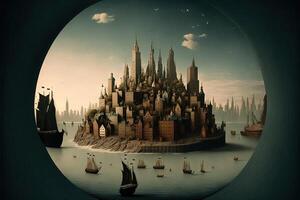 new york city painted by hyeronimus bosch illustration photo