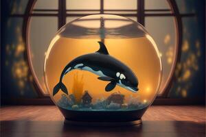 orca killer whale inside a fish bowl illustration artwork photo