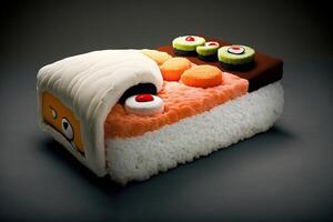 Bed made out of rolls and sushi illustration photo