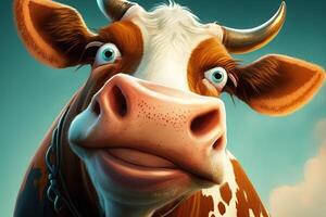 Smiling cartoon cute cow illustration photo