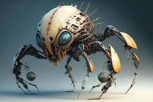 Fantasy creature with a hard, exoskeleton shell and a ball-and-socket joint system for movementillustration photo