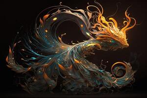 Fantasy fluid and graceful creature, made of flowing tendrils and glowing energy illustration photo