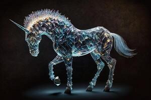 Giant, otherworldly creature made out of translucent crystal, with thousands of shimmering facets that reflect light in a dazzling display illustration photo