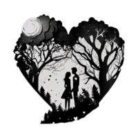 Couple in love under a tree png