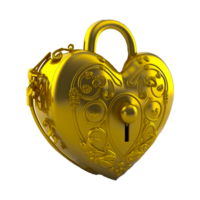 Gold vintage heart shaped lock png