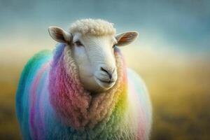 a sheep painted with pastel colors of spring illustration photo