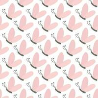 Simple pink butterflies. Seamless pattern with cartoon elements. vector