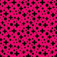 Many small geometric shapes in doodle style on the pink background. Seamless pattern with black element. vector