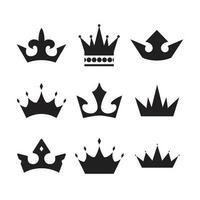 Set of simple icons. Crown icons. King queen stickers set. vector