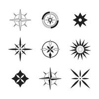 Set of simple icons. Compass icons. Wind rose stickers set. vector