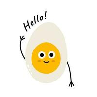 Smiling egg saying Hello vector