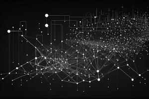 Abstract Lines and dots connect the background. Digital data technology connection and the concept of big data illustration photo
