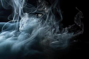 Abstract white smoke in slow motion. Smoke, Cloud of cold fog in light spot background. Light, white, fog, illustration photo