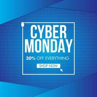 Up To 30 discount offer for Cyber Monday Sale on blue binary code background. vector