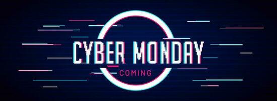 Glitch style website header or banner design for Cyber Monday Sale. vector