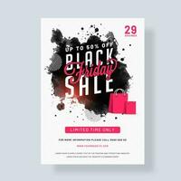 Advertising template or flyer design with shopping bag and 50 discount offer for Black Friday Sale. vector