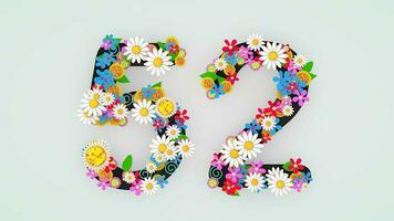 Numerical digit floral animation, 52. video