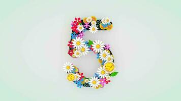 Numerical digit floral animation, 5. video