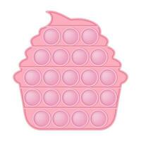 Popping toy pink cake a fashionable silicon for fidgets. Addictive anti-stress toy in pastel pink color. Bubble sensory developing toy for kids fingers. Vector illustration isolated