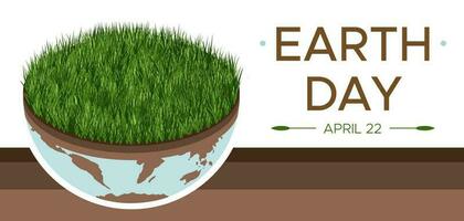 Happy Earth day banner - vector isometric eco illustration of an environmental concept to save the world. Concept vision on the theme of saving the planet. Suitable for greeting card, social poster.