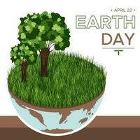 Happy Earth day banner - vector flat eco illustration of an environmental concept to save the world. Concept vision on the theme of saving the planet. Suitable for greeting card, social poster.