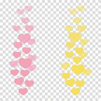 A set of likes in the live stream is a flying up icon heart. The likes user counter for online videos. Pink and yellow hearts in fashionable pastel colors. Vector illustration for social media