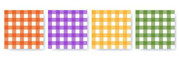 Halloween gingham seamless pattern set in traditional colors. Vichy plaid design for autumn holiday textile decorative. Checked pattern for fabric - picnic blanket, tablecloth, shirt, napkin vector