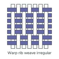 Fabric warp rib weave irregular type sample. Weave samples for textile education. Collection with pictogram line fabric swatch. Vector illustration in flat icon style with editable stroke.