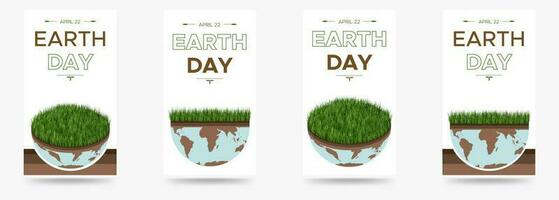 Happy Earth day - set of vector eco illustrations of an environmental concept to save the world. Concept vision on the theme of saving the planet. Suitable for social media post, stories, web banner.