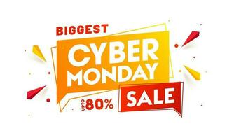 Biggest Sale banner or poster design with 80 discount offer for Cyber Monday. vector
