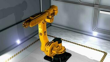 artiest creatie zwaar industrie robot arm tentoonstelling. video