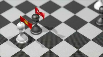 Chess Pawn with country flag, Kyrgyzstan, Turkey. video