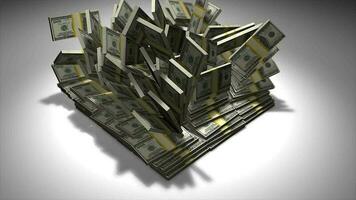 Pile of money smashed to the ground 3d animation. video