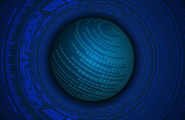 Modern Holographic Globe on Technology Background