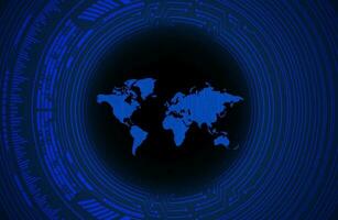 Modern World Map Holograph on Technology Background vector