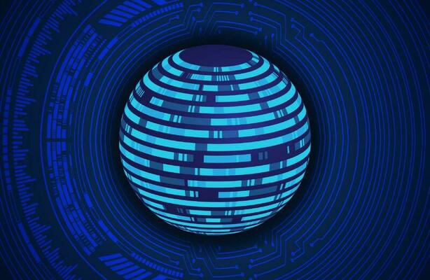 Modern Holographic Globe on Technology Background