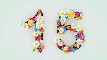 numérico dígito floral animación, 15. video