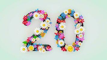 Numerical digit floral animation, 20. video